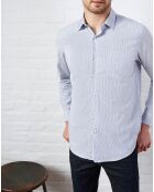 Chemise regular fit rayé chinée bleu/blanc